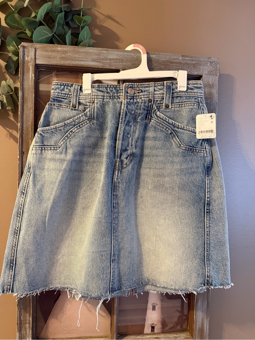 NWT Free People We The Free Suzy Denim Midi Skirt 27 Sun Stoned Blue